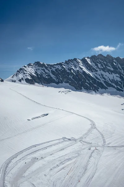 Trilha Caminhadas Neve Vista Observatório Jungfraujoch Sphinx Região Jungfrau Alpes — Fotografia de Stock