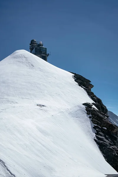Vista Teleférico Eiger Express Snow Covered Mountain Observatório Jungfraujoch Sphinx — Fotografia de Stock