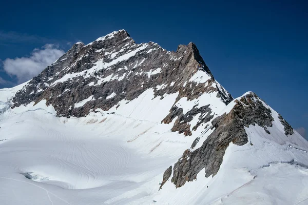 Vista Desde Teleférico Eiger Express Montaña Cubierta Nieve Observatorio Esfinge — Foto de Stock