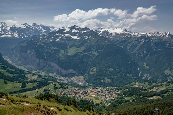 Kraliyet Yürüyüş Bakış Alanı Ndan Hava Panorama Görünümü Mannlichen Sviçre — Stok fotoğraf
