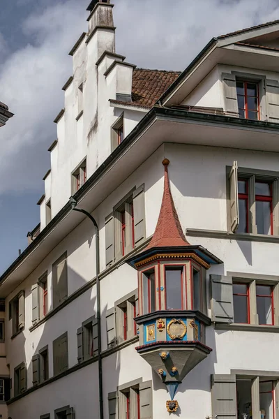 Pequena Rua Bela Vista Histórica Centro Cidade Lucerna Edifícios Medievais — Fotografia de Stock