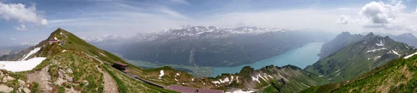 Aerial Panoramic View Vonat Rothorn Brienz Brienz Rothorn Bahn Egy — Stock Fotó