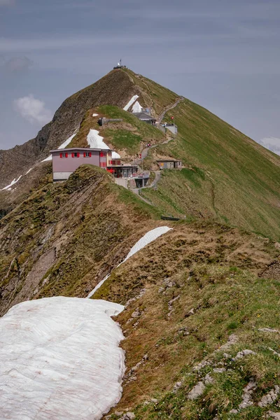 Vista Panoramica Aerea Hotel Cima Alla Montagna Treno Rothorn Brienz — Foto Stock