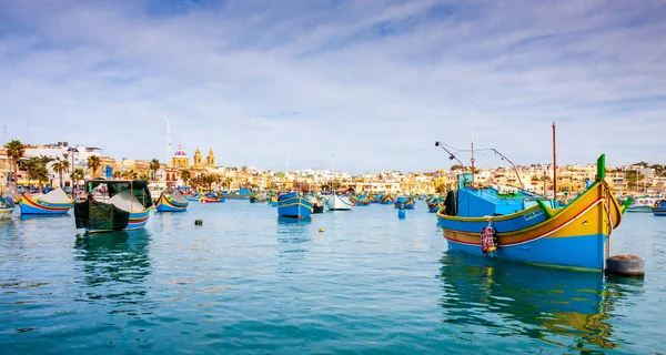 Luzzu Typical Boat Malta Fishermen Lots Them Marsaxlockk — Stock Photo, Image