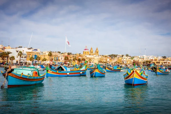 Malta Barcos Tradicionales Marsaxlockk — Foto de Stock