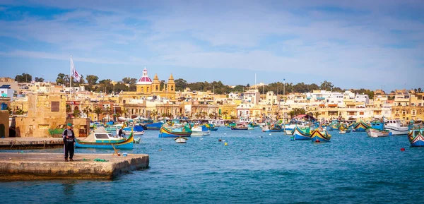 Malta Fischer Einem Hafen Reiseziel — Stockfoto