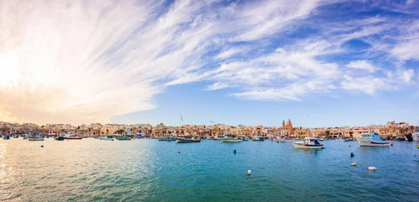 Malta Widok Panoramiczny Marsaxlockk — Zdjęcie stockowe