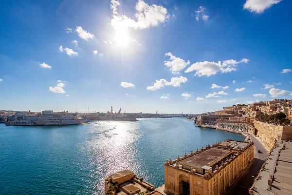 Porto Principal Valletta Malta Uma Tarde Ensolarada Dos Jardins Mais — Fotografia de Stock