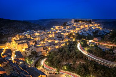 Ragusa, Sicily, Italy illuminated at night clipart