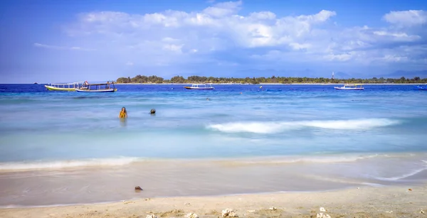 Lange blootstelling van Gili trawangan beach. — Stockfoto
