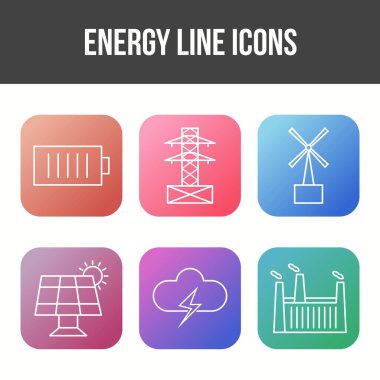 Enerji Hattı Vektör Simgesi Ayarlandı