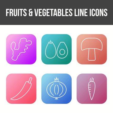 Eşsiz Meyveler ve Sebze Vektörü Simgesi Ayarları