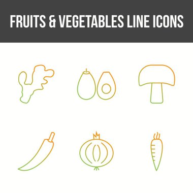 Eşsiz Meyveler ve Sebze Vektörü Simgesi Ayarları