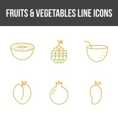 Eşsiz Meyveler ve Sebze Vektörü Simgesi Ayarları