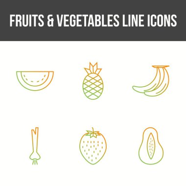 Eşsiz Meyveler ve Sebze Vektörü Simgesi Ayarları