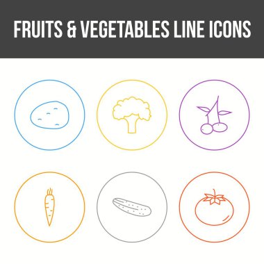 Eşsiz Meyveler ve Sebze Vektörü Simgesi Ayarları