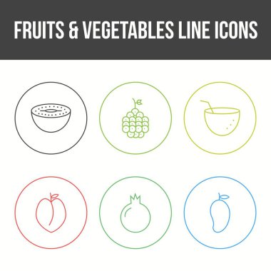 Eşsiz Meyveler ve Sebze Vektörü Simgesi Ayarları