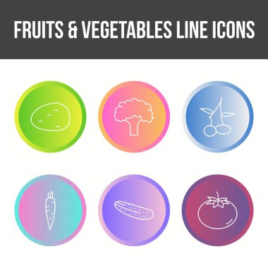 Eşsiz Meyveler ve Sebze Vektörü Simgesi Ayarları