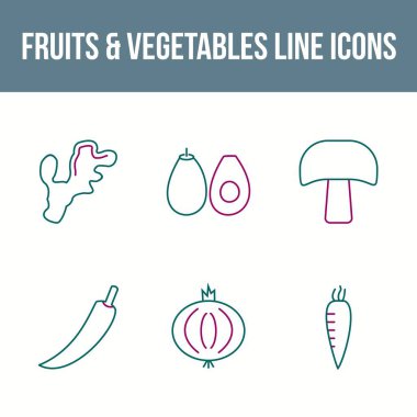 Eşsiz Meyveler ve Sebze Vektörü Simgesi Ayarları