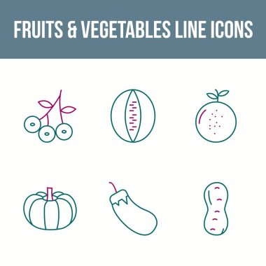 Eşsiz Meyveler ve Sebze Vektörü Simgesi Ayarları