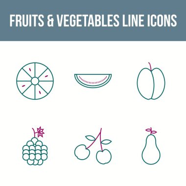Eşsiz Meyveler ve Sebze Vektörü Simgesi Ayarları