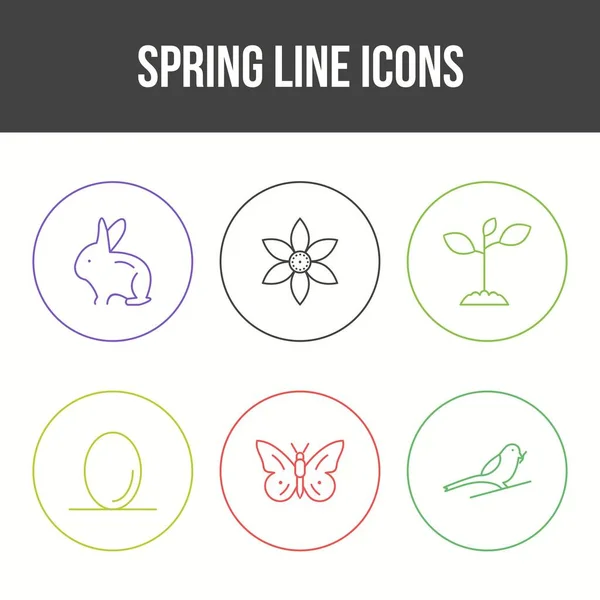 Spring Line Vector Icon Set — Stock Vector