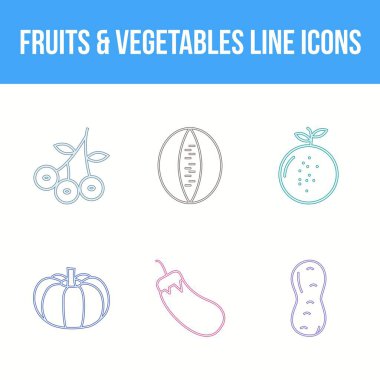 Eşsiz Meyveler ve Sebze Vektörü Simgesi Ayarları