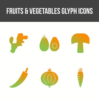 Eşsiz Meyveler ve Sebze Vektörü Simgesi Ayarları