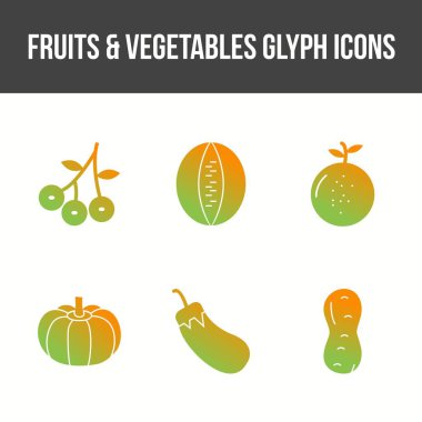 Eşsiz Meyveler ve Sebze Vektörü Simgesi Ayarları