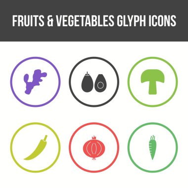 Eşsiz Meyveler ve Sebze Vektörü Simgesi Ayarları