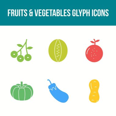 Eşsiz Meyveler ve Sebze Vektörü Simgesi Ayarları