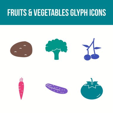 Eşsiz Meyveler ve Sebze Vektörü Simgesi Ayarları