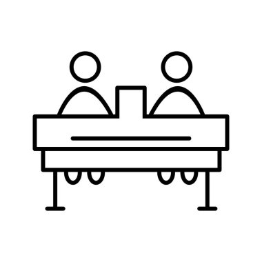 Eşsiz iki öğrenci çizgi vektör simgesi üzerinde çalışıyor