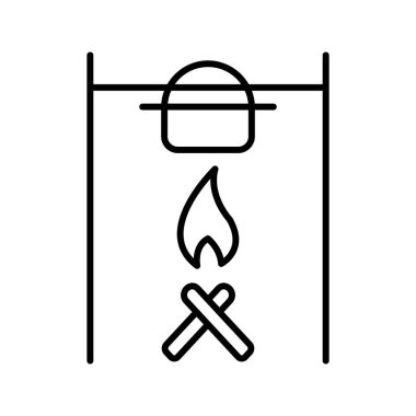 Eşsiz Kamp Ateş Hattı Vektör Simgesi