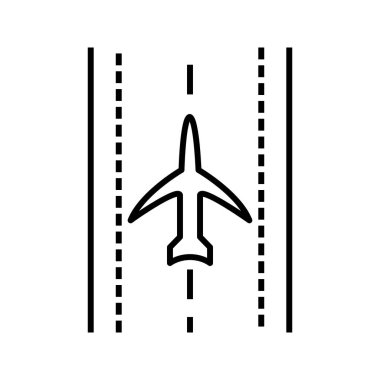 Runway Line Vektör Simgesindeki Benzersiz Düzlem