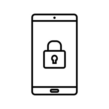 Akıllı Telefon çizgi vektör simgesini emniyete al