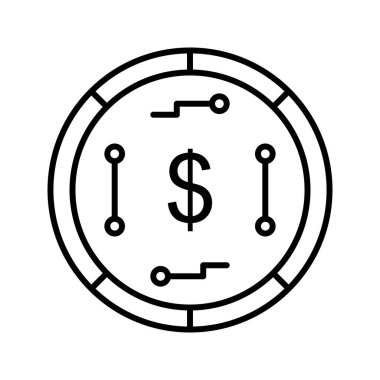 Eşsiz Dijital Para Birimi Satır Vektörü Simgesi