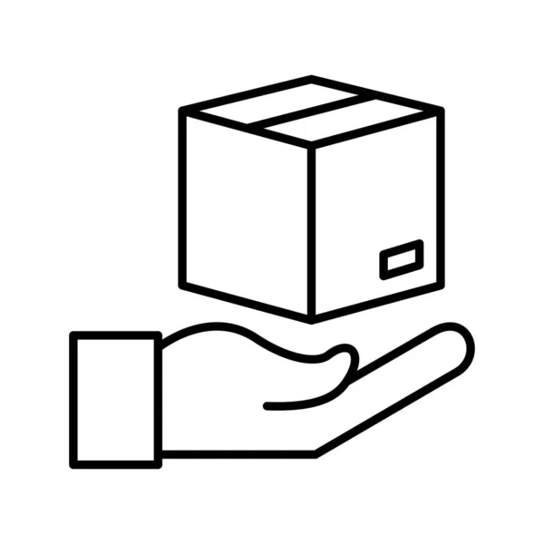 Único Hand Package Vector Line Icon — Vetor de Stock