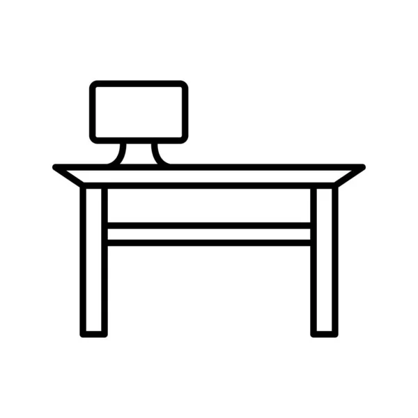 Único Office Desk Line Vector Icon — Vetor de Stock