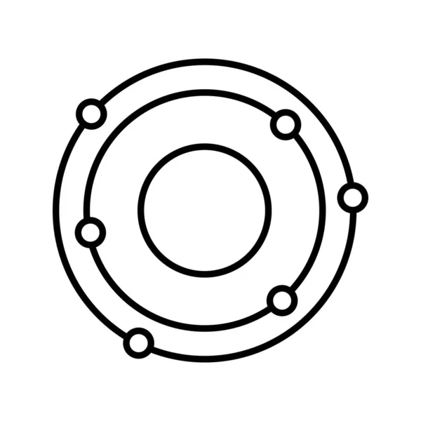 Einzigartiges Atomic Structure Linienvektorsymbol — Stockvektor