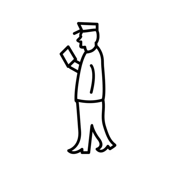 Einzigartiges Guard Checking Passport Line Vector Icon — Stockvektor