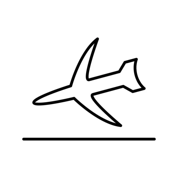 Icono Vector Línea Aterrizaje Vuelo Único — Vector de stock