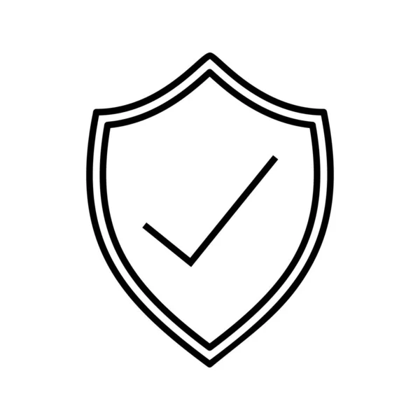 Protected Shield Line Vector Icon — Stock Vector