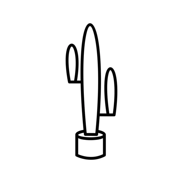 Icono Vector Línea Cactus Único — Archivo Imágenes Vectoriales