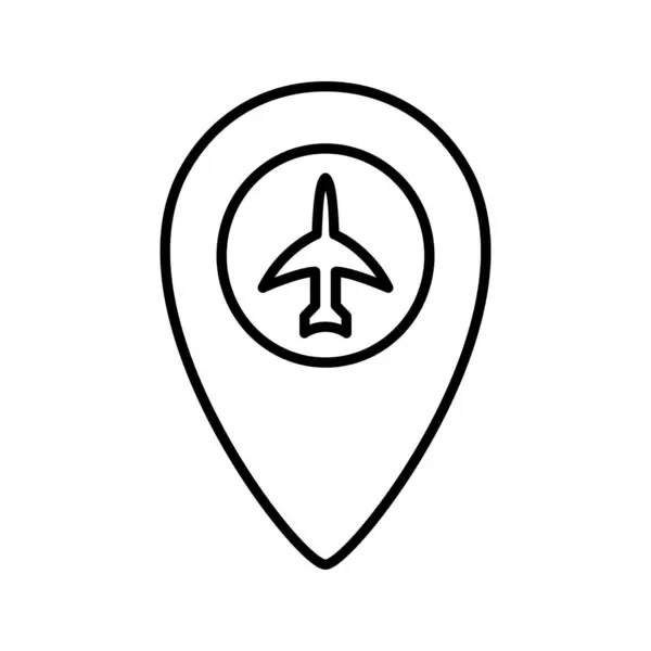 Único Aeropuerto Ubicación Línea Vector Icono — Vector de stock