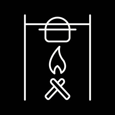 Eşsiz Kamp Ateş Hattı Vektör Simgesi