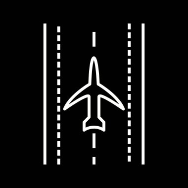 Runway Line Vektör Simgesindeki Benzersiz Düzlem