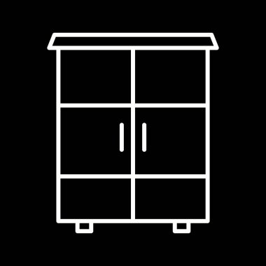 Eşsiz Raflar Kabine Satırı Vektör Simgesi