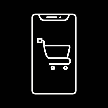 Benzersiz Mobil Alışveriş Hattı Vektör Simgesi