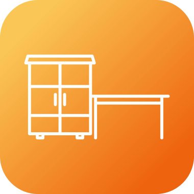 Raflar Çizgisi Vektör Simgesi ile Eşsiz Tablo